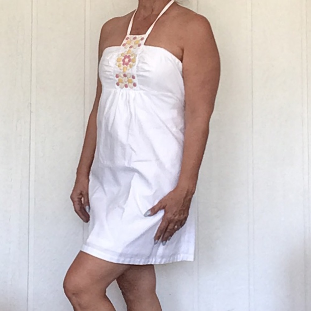 LILLY PULITZER WHITE COTTON EMBELLISHED HALTER DRESS SIZE 8 - Picture 6 of 16